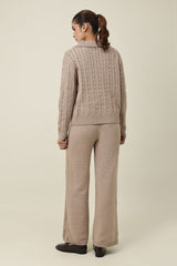 CREST LOUNGE CO ORD SET-KHAKI