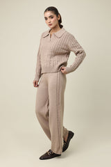 CREST LOUNGE CO ORD SET-KHAKI