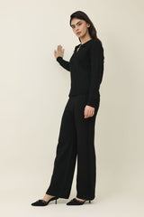 CREST LOUNGE CO ORD SET-BLACK