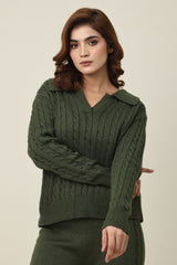 CREST LOUNGE CO ORD SET-OLIVE