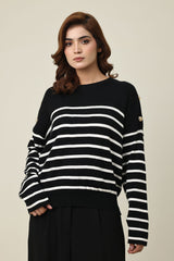 PARISIAN BUTTON SWEATER-BLACK