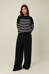 PARISIAN BUTTON SWEATER-BLACK