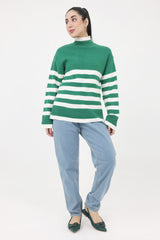 KNIT SWEATER-WHT/GRN