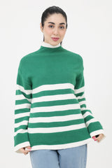 KNIT SWEATER-WHT/GRN
