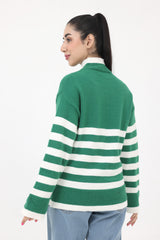 KNIT SWEATER-WHT/GRN