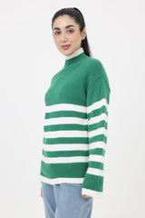KNIT SWEATER-WHT/GRN