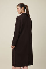 TEXTURED WOOLEN SWEATER-COFFEE