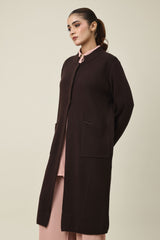 TEXTURED WOOLEN SWEATER-COFFEE