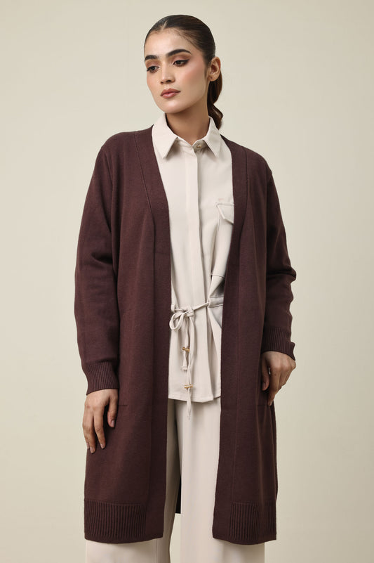 WARM WINTER LONG SWEATER-COFFEE