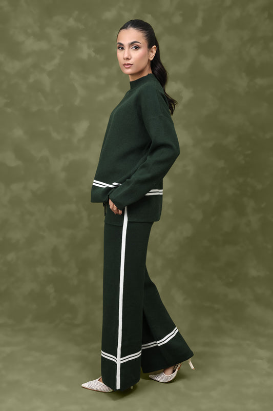 STYLE-DRIVEN KNIT CO-ORD SET-GREEN