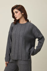 STRETCH STRIPE CO-ORD SET-GREY