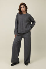 STRETCH STRIPE CO-ORD SET-GREY