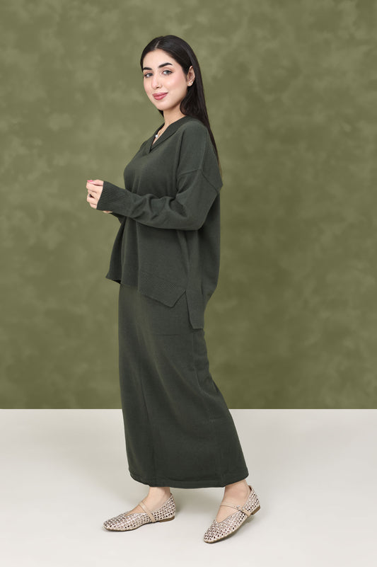 SOFT HEAVEN CO-ORD SET-DK/GREEN