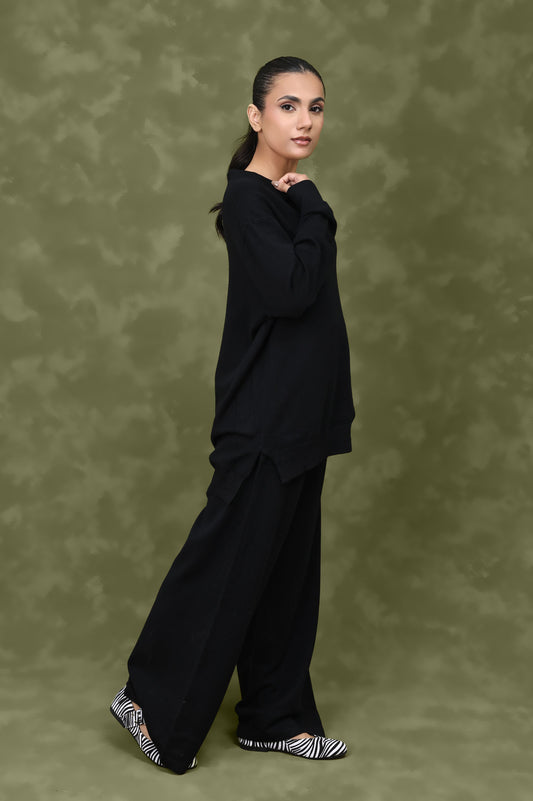 RELAX SCULPTED CO-ORD SET-BLACK