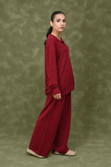 RELAX SCULPTED CO-ORD SET-WINE/RED