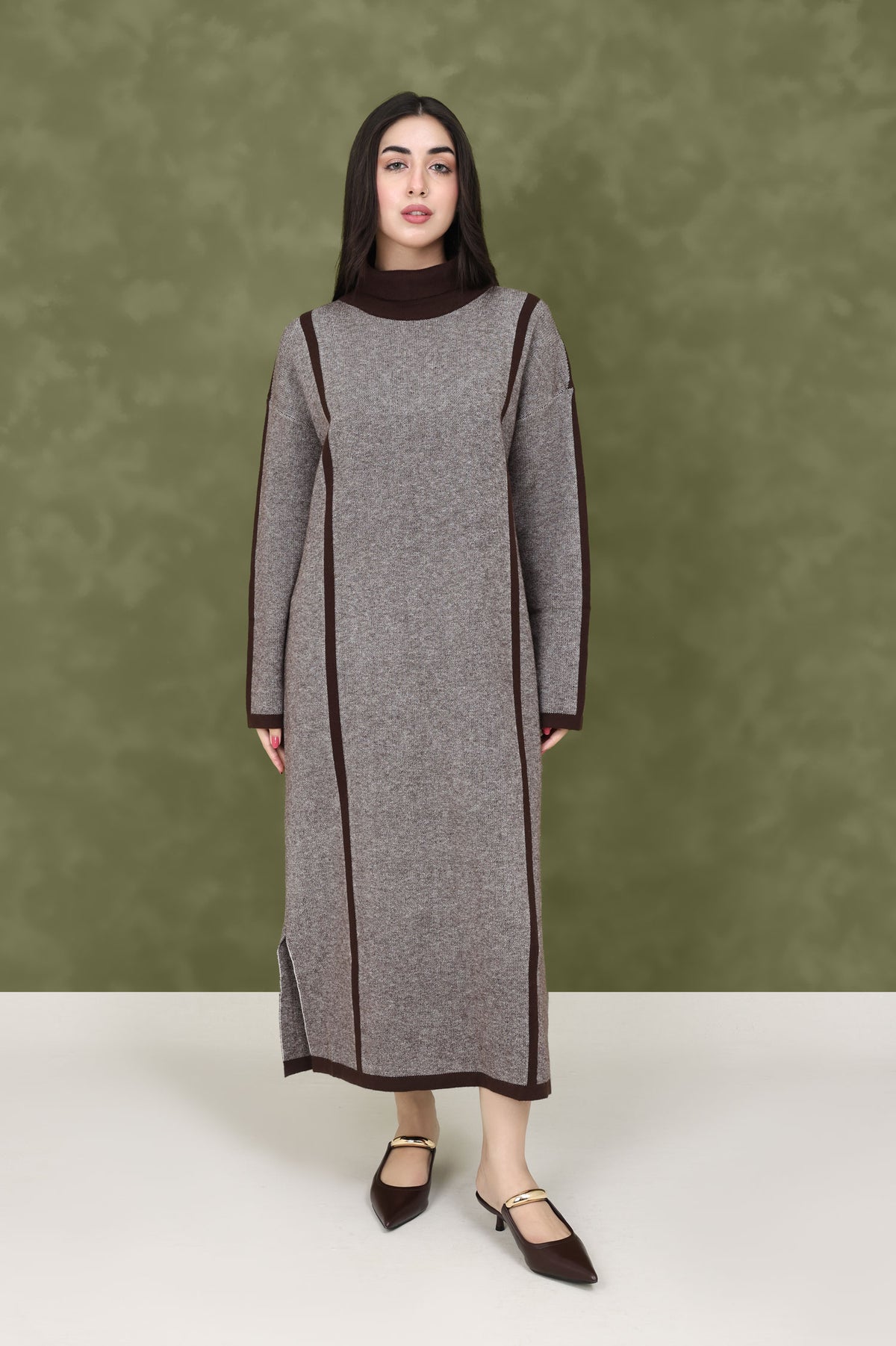 MODESTY LONG SWEATER-COFFEE