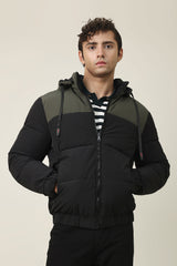 ALPINE BLOCK PUFFER JACKET-BLACK/GREEN