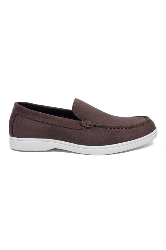CLASSIC SUEDE SLIP-ON LOAFERS-TAUPE