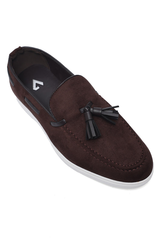 CLASSIC SUEDE SLIP-ON LOAFERS-COFFEE