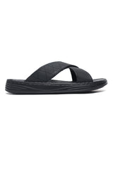 EVERYDAY CROSSOVER STRAP SLIDES-BLACK