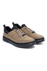 BRIXTON CONTRAST COLLAR SNEAKER-KHAKI/BLACK