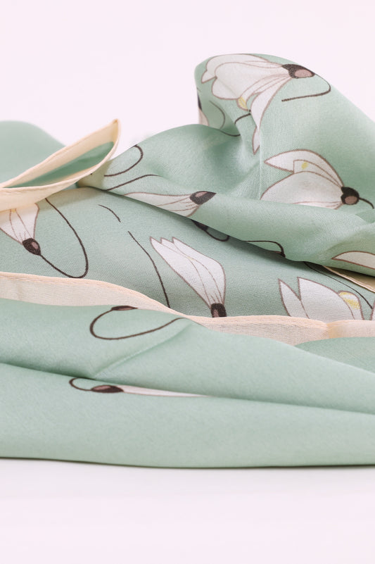 FLORA CHIFFON SCARF-GREEN