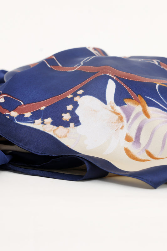 SPRING SPLENDOR SCARF-NAVY