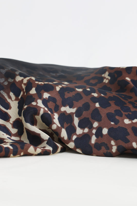 FLORA CHIFFON SCARF-BLACK-BROWN