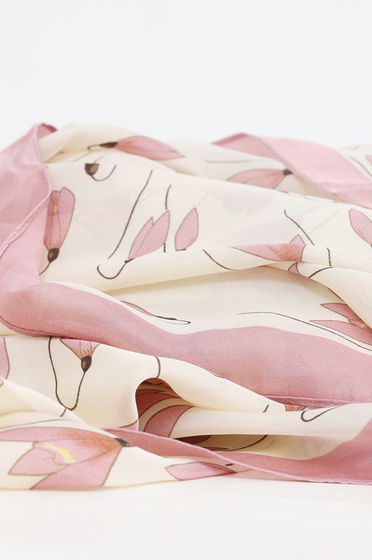 FLORA CHIFFON SCARF-BEIGE