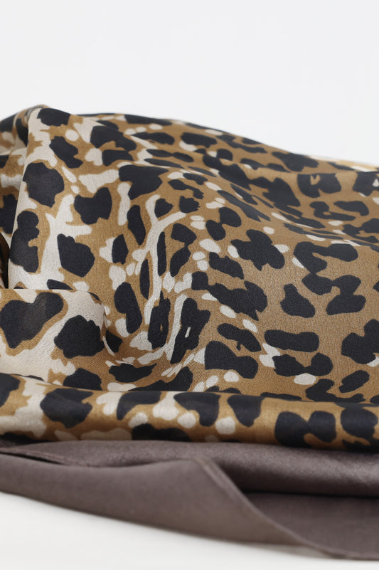 FLORA CHIFFON SCARF-BLACK-BEIGE