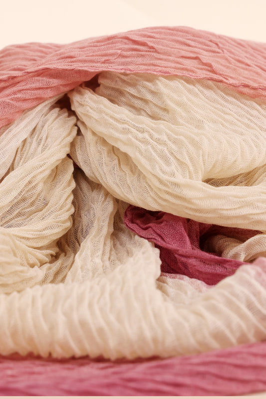 ARTISAN'S WEAVE SCARF-BEIGE-PINK