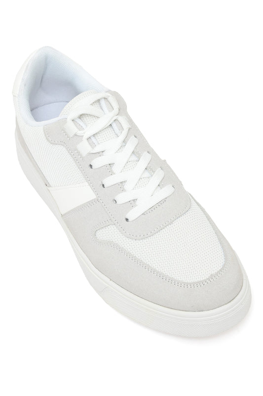MESH PANEL LOW-TOP SNEAKERS-WHITE