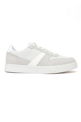 MESH PANEL LOW-TOP SNEAKERS-WHITE