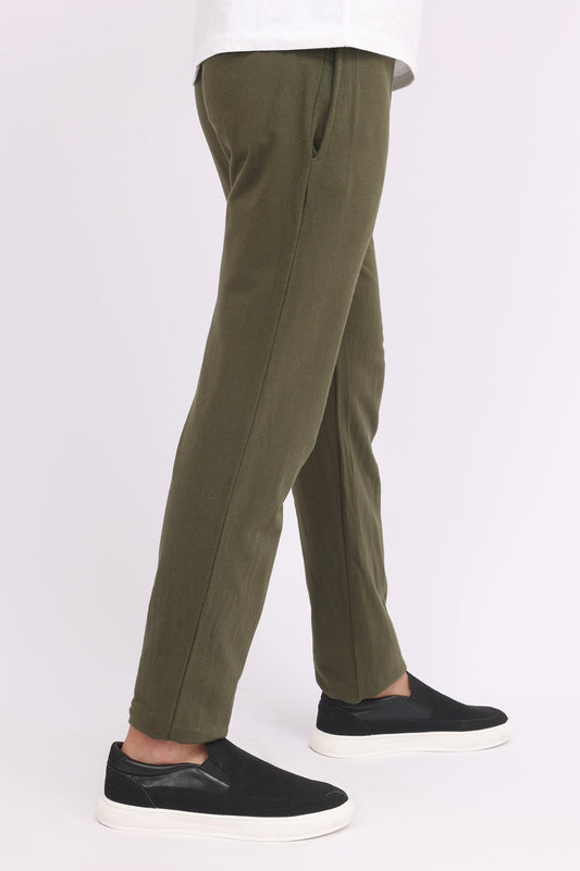COMFY COTTON TROUSER-OLIVE