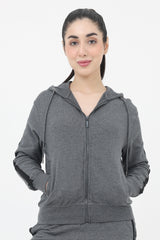 WOMEN THERMAL HOODIE-CHARCOAL