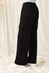 RELAXED FIT TROUSER-FLAP POCKETS-BLACK