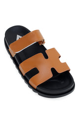 COMFORT STRAP SLIDES-CAMEL