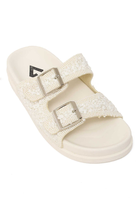 CRYSTABEL STRAP SLIDE-WHITE