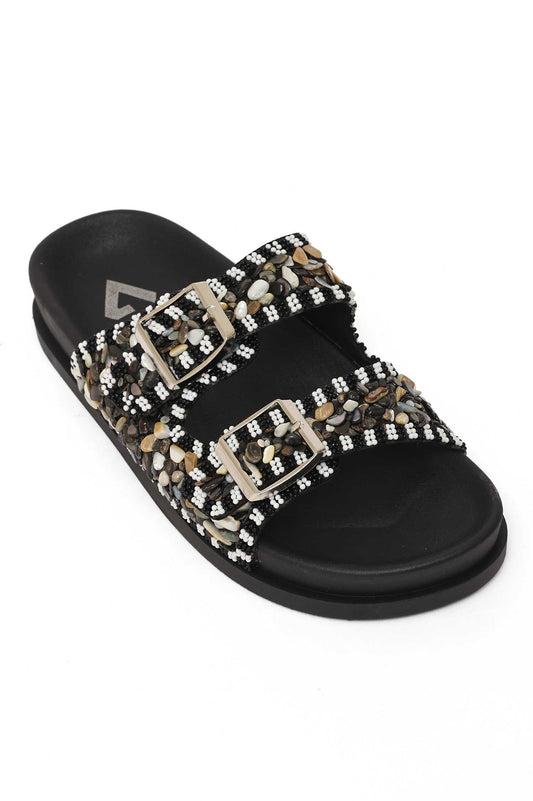 CRYSTABEL STRAP SLIDE-BLACK