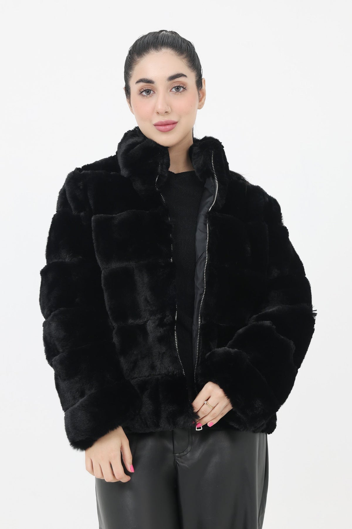 FUR JACKET-BLACK