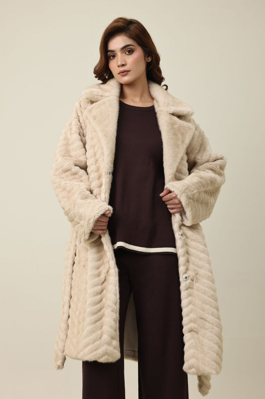 FUR EMBRACE COAT-BEIGE