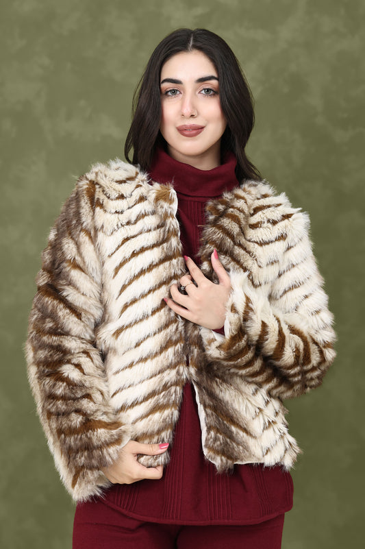 SAVAGE GRACE FUR JACKET-BROWN