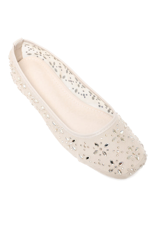 SPARKLE BLOOM FLAT-BEIGE