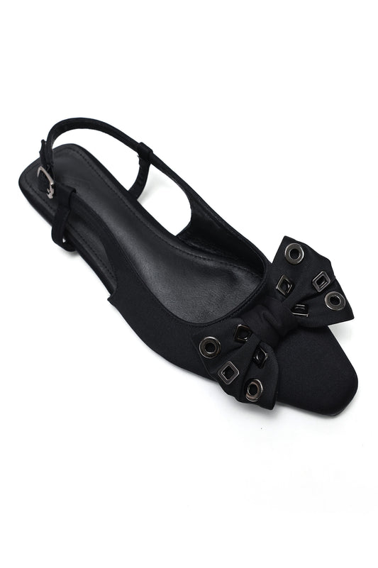 ELEGANT JEWEL BOW FLATS-BLACK