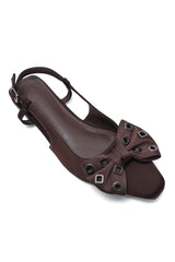 ELEGANT JEWEL BOW FLATS-COFFEE