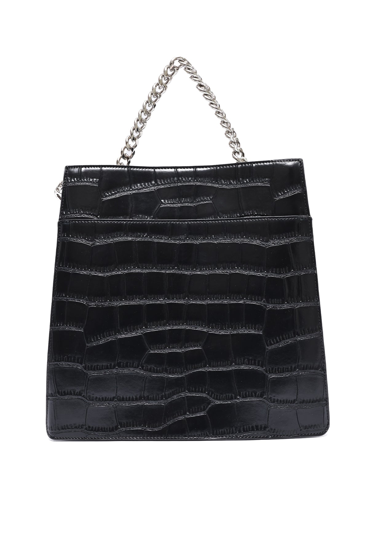 CROCODILE CHAIN TOTE - BLACK