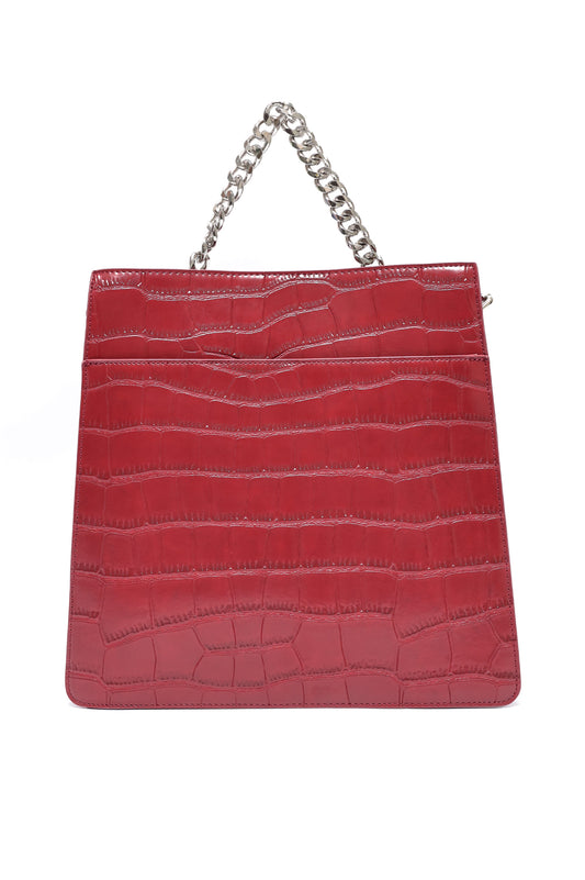 CROCODILE CHAIN TOTE - MAROON