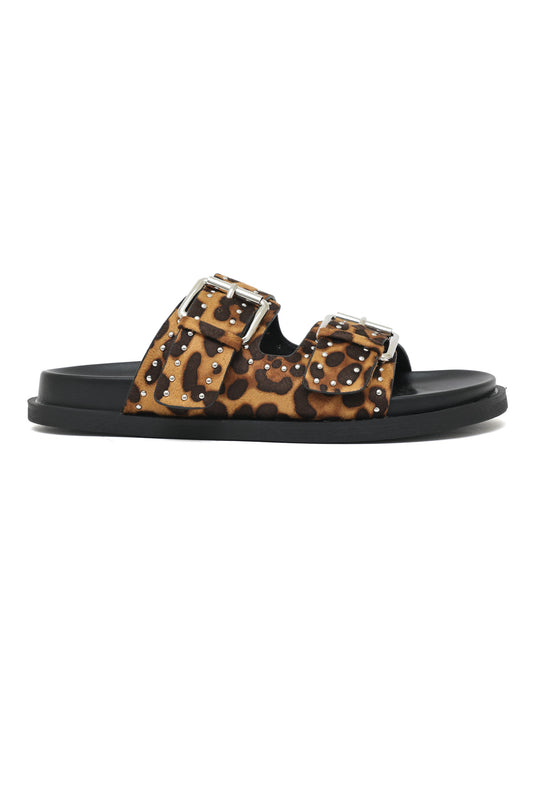WILDLOCK LEOPARD STUDDED BUCKLE SANDAL-TIGER