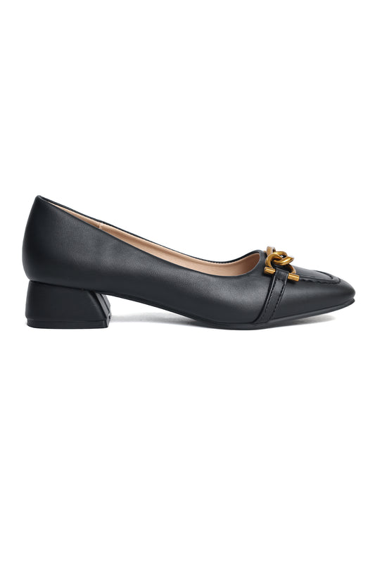 MAJESTIC LOOP HEEL PUMP-BLACK