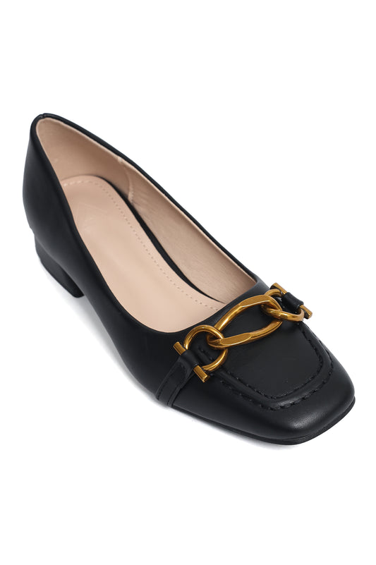 MAJESTIC LOOP HEEL PUMP-BLACK